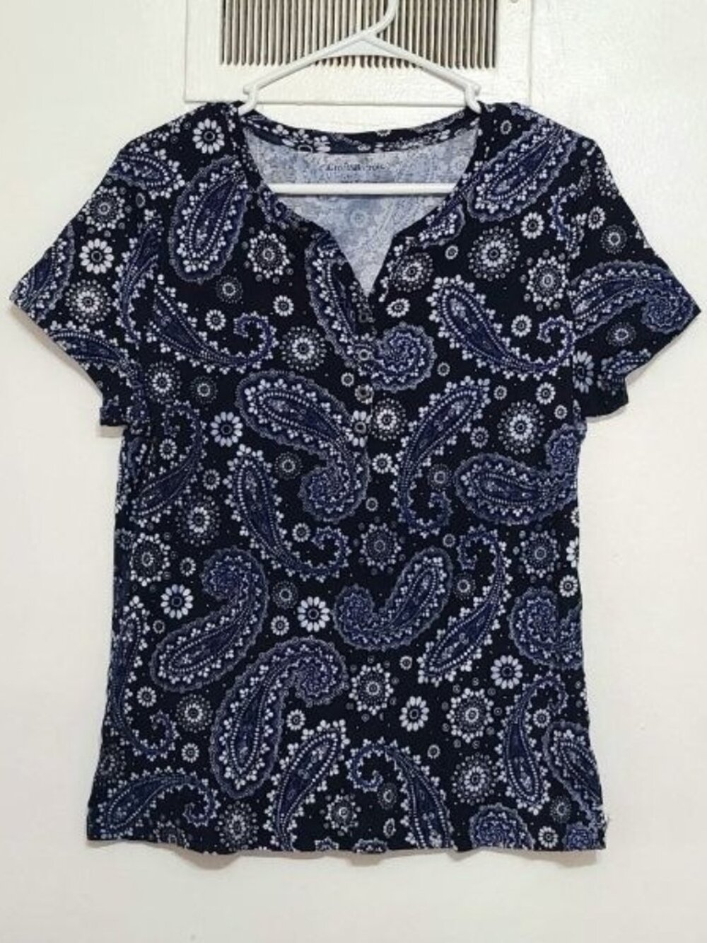 Navy Paisley Floral Cotton Tee